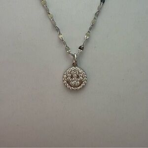 925 Sterling Silver Smiley Pendant Necklace - Silver Tone Women's Necklace